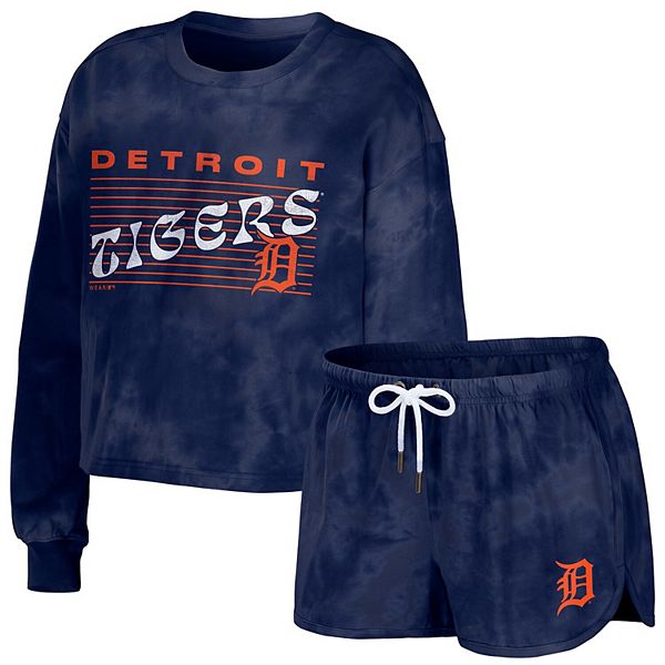 Women's WEAR by Erin Andrews Navy Detroit Tigers Tie-Dye Cropped Pullover  Sweatshirt u0026 Shorts Lounge Set