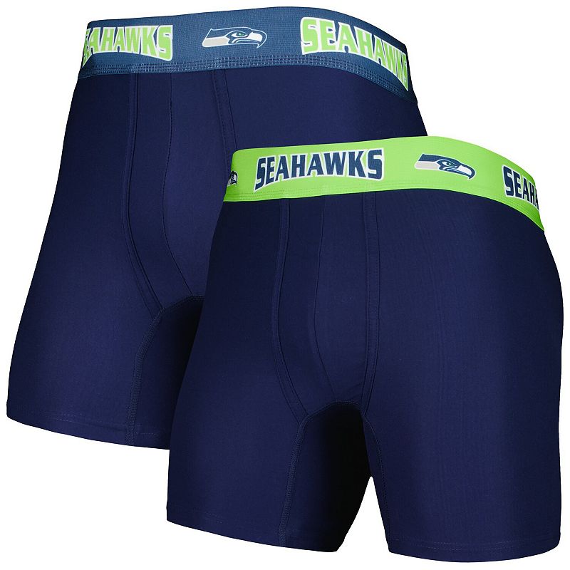 Mens Concepts Sport College Navy/Neon Green Seattle Seahawks 2-Pack Boxer 