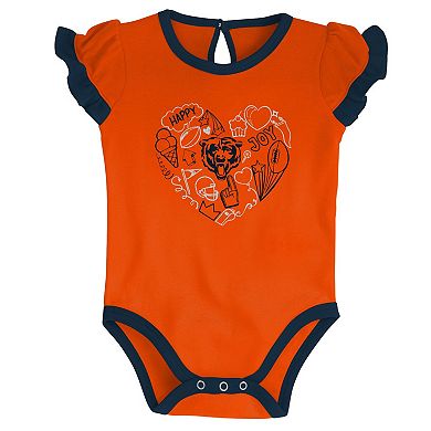 Newborn & Infant Navy/Orange Chicago Bears Too Much Love Two-Piece Bodysuit Set