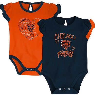 Newborn & Infant Navy/Orange Chicago Bears Too Much Love Two-Piece Bodysuit Set