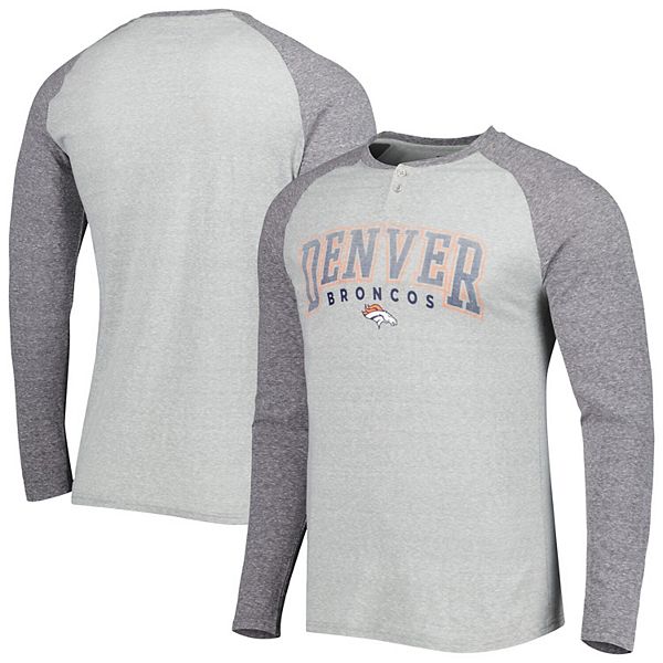 Men's Concepts Sport Heather Gray Denver Broncos Ledger Raglan Long ...