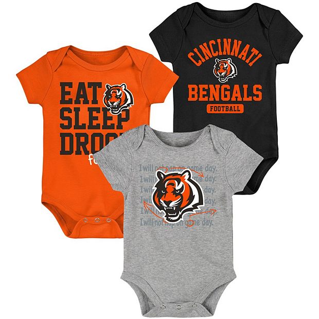 Newborn & Infant Black/Orange Cincinnati Bengals Eat Sleep Drool Football  Three-Piece Bodysuit Set