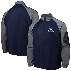 Men's Starter White/Navy Tennessee Titans Thursday Night Gridiron Raglan Half-Zip Hooded Jacket Size: Small