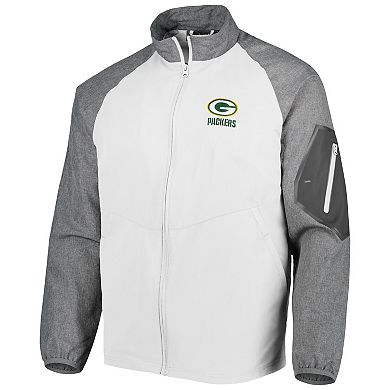 Men's Dunbrooke White Green Bay Packers Hurricane Raglan Full-Zip Windbreaker Jacket