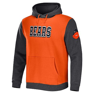 Men's NFL x Darius Rucker Collection by Fanatics Orange/Heather Charcoal Chicago Bears Colorblock Pullover Hoodie