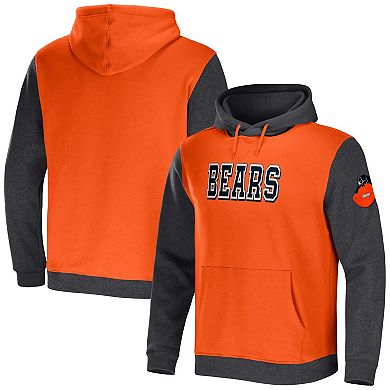 Men's NFL x Darius Rucker Collection by Fanatics Orange/Heather Charcoal Chicago Bears Colorblock Pullover Hoodie