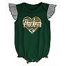 Girls Newborn & Infant Green/Heathered Gray Green Bay Packers All The Love Bodysuit Bib & Booties Set