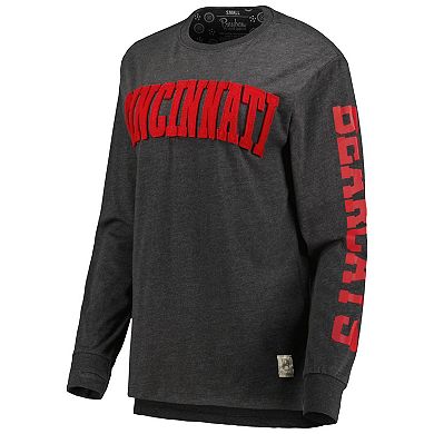 Women's Pressbox Black Cincinnati Bearcats Two-Hit Canyon Long Sleeve T-Shirt