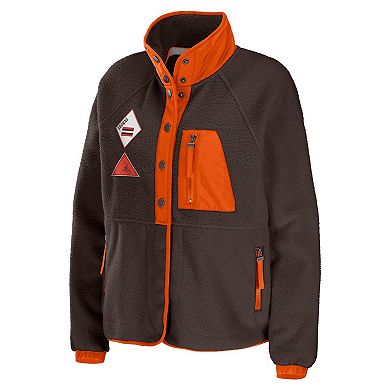 Women's WEAR by Erin Andrews Brown Cleveland Browns Polar Fleece Raglan Full-Snap Jacket