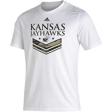 Men's adidas White Kansas Jayhawks Salute To Service Creator T-Shirt