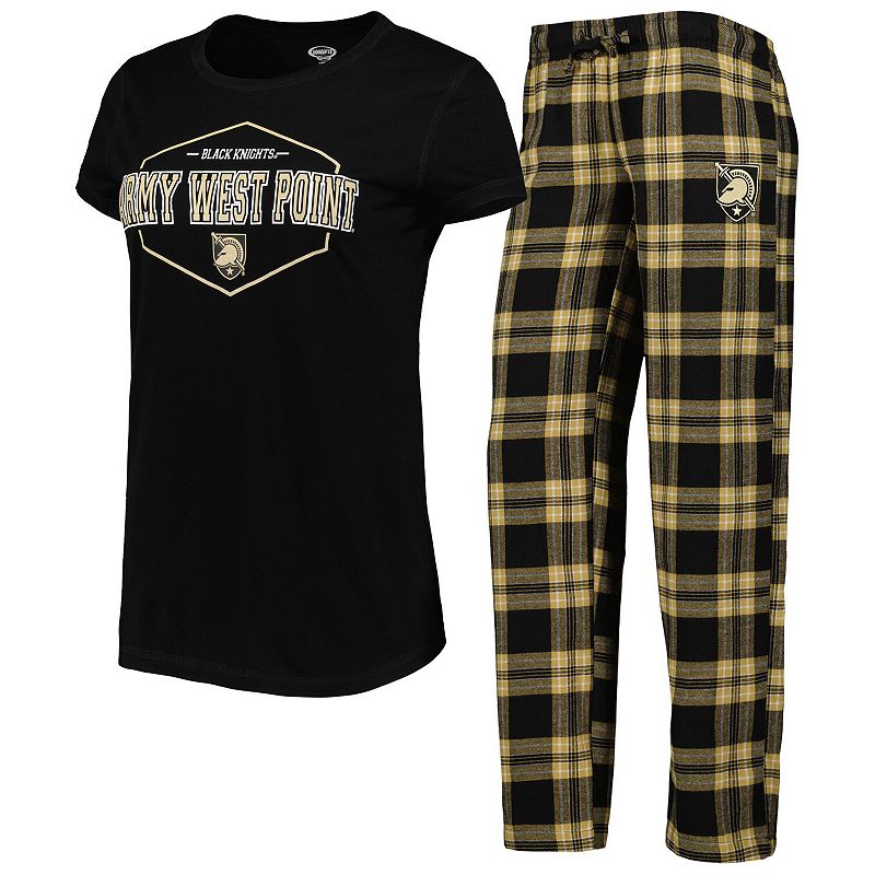 Womens Concepts Sport Black/Gold Army Black Knights Badge T-Shirt & Flanne