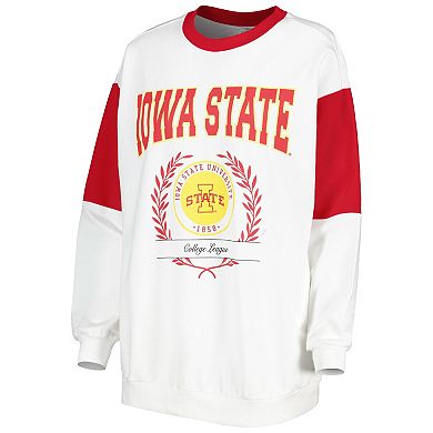 Women's Gameday Couture White Iowa State Cyclones It's A Vibe Dolman Pullover Sweatshirt