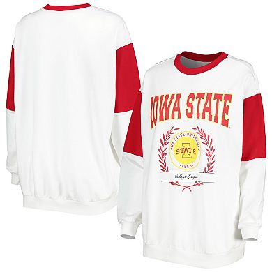 Women's Gameday Couture White Iowa State Cyclones It's A Vibe Dolman Pullover Sweatshirt