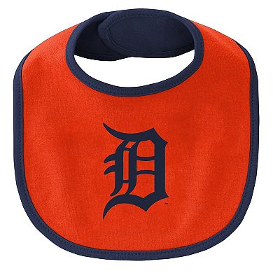Newborn & Infant Navy Detroit Tigers Little Champ Three-Pack Bodysuit Bib & Booties Set