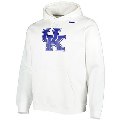Men's Nike White Kentucky Wildcats Logo Club Fleece Pullover Hoodie