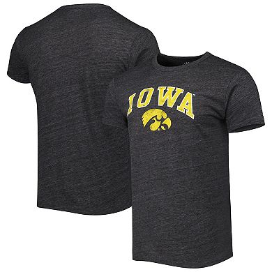 Men's League Collegiate Wear Heather Charcoal Iowa Hawkeyes 1965 Arch Victory Falls Tri-Blend T-Shirt