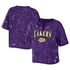 Cute Womens NBA 4 Her Lakers Gray V Neck Short Sleeve Top Slim Blouse  Medium M 