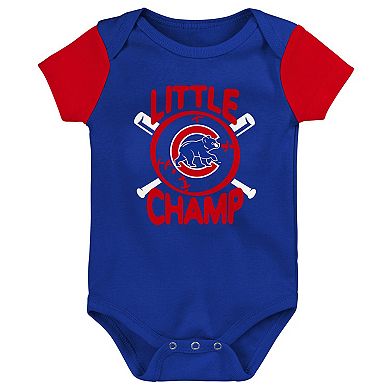 Newborn & Infant Royal Chicago Cubs Little Champ Three-Pack Bodysuit Bib & Booties Set