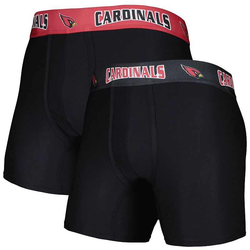 Mens Concepts Sport Black/Cardinal Arizona Cardinals 2-Pack Boxer Briefs S