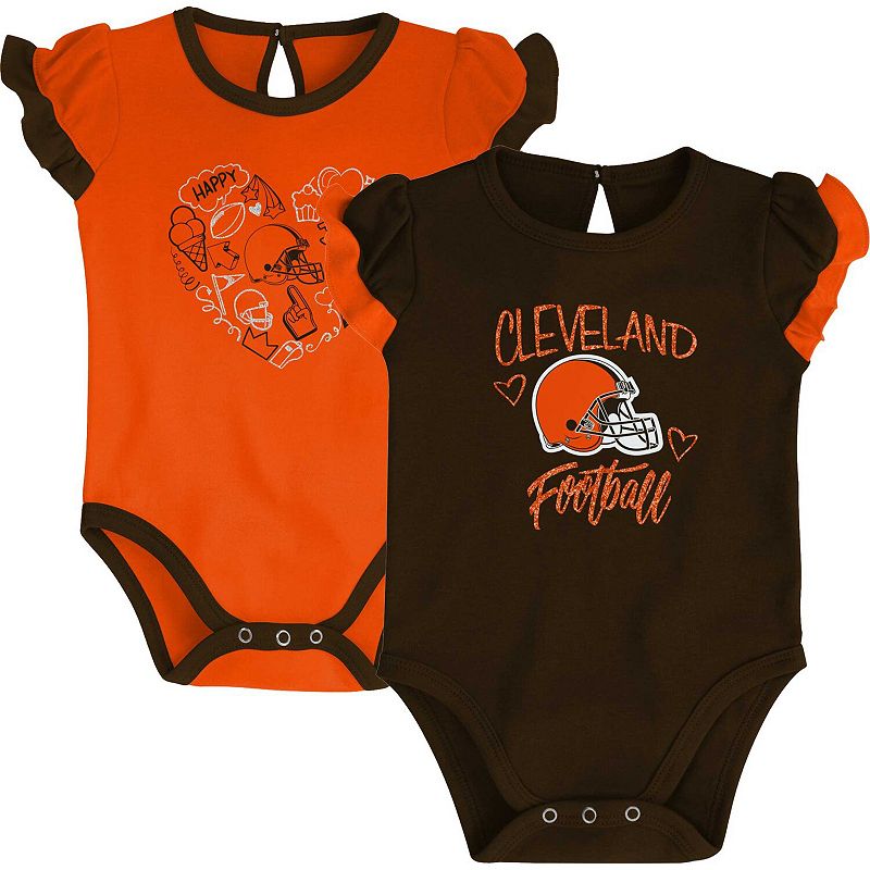 Newborn & Infant Brown/Orange Cleveland Browns Too Much Love Two-Piece Bodysuit Set, Boy's, Size: 0-3 Months