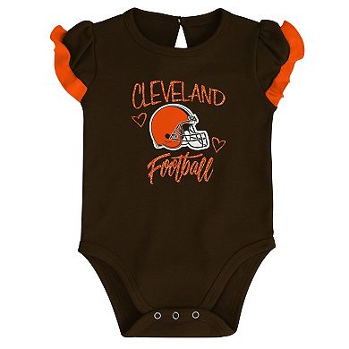 Newborn & Infant Brown/Orange Cleveland Browns Too Much Love Two-Piece Bodysuit Set