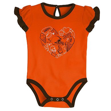 Newborn & Infant Brown/Orange Cleveland Browns Too Much Love Two-Piece Bodysuit Set