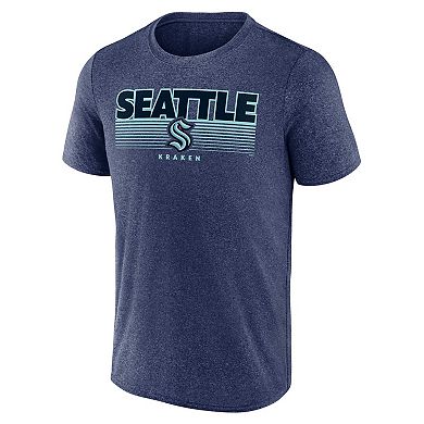 Men's Fanatics Branded Heathered Deep Sea Blue Seattle Kraken Prodigy Performance T-Shirt