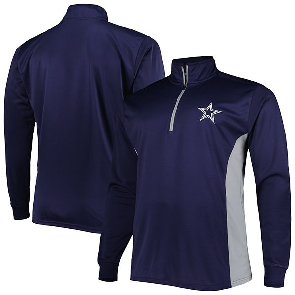 Men's Navy Dallas Cowboys Sweat It Out Raglan Quarter-Zip Jacket