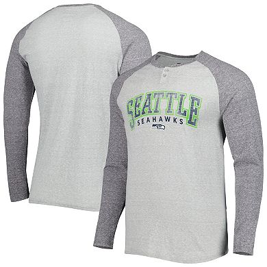 Men's Concepts Sport Heather Gray Seattle Seahawks Ledger Raglan Long ...