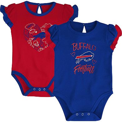 Newborn & Infant Royal/Red Buffalo Bills Too Much Love Two-Piece Bodysuit Set