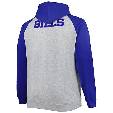 Men's Heather Gray Buffalo Bills Big & Tall Fleece Raglan Full-Zip Hoodie Jacket
