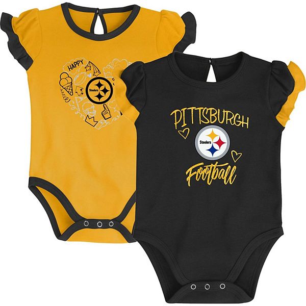 Newborn & Infant Black/Gold Pittsburgh Steelers Too Much Love Two-Piece  Bodysuit Set