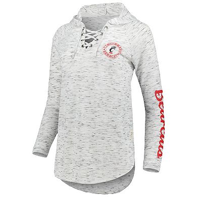 Women's Pressbox Gray Cincinnati Bearcats Space Dye Lace-Up V-Neck Raglan Long Sleeve T-Shirt