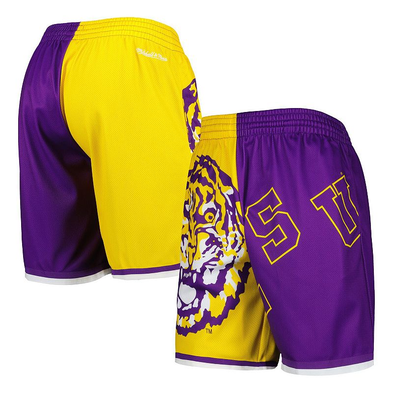 Mens Mitchell & Ness Purple/Gold LSU Tigers Big Face 5.0 Fashion Shorts, S