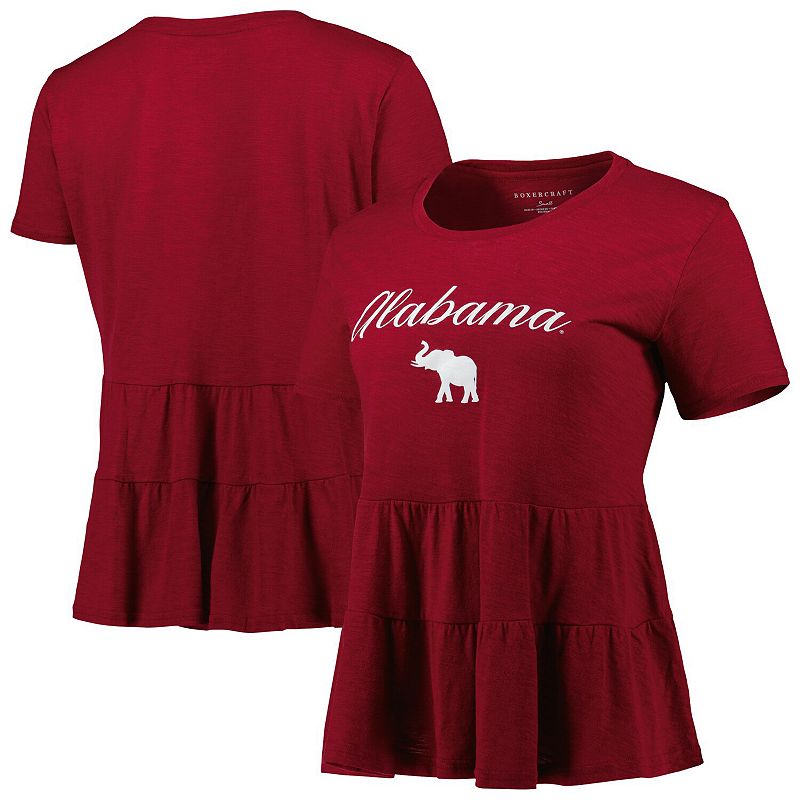 Womens Crimson Alabama Crimson Tide Willow Ruffle-Bottom T-Shirt, Size: Sm
