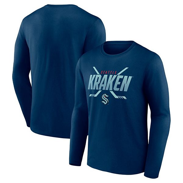 Men's Fanatics Branded Deep Sea Blue Seattle Kraken Covert Long Sleeve ...