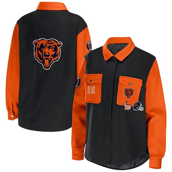 Women's WEAR by Erin Andrews Black Chicago Bears Button-Up Shirt Jacket