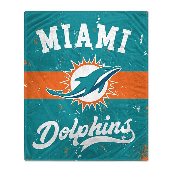 Miami Dolphins Retro Stripe Flannel Fleece Blanket