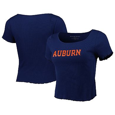 Women's Navy Auburn Tigers Baby Rib Lettuce-Edge Trim T-Shirt