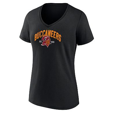 Women's Fanatics Branded Black Tampa Bay Buccaneers Plus Size Drop Back V-Neck T-Shirt
