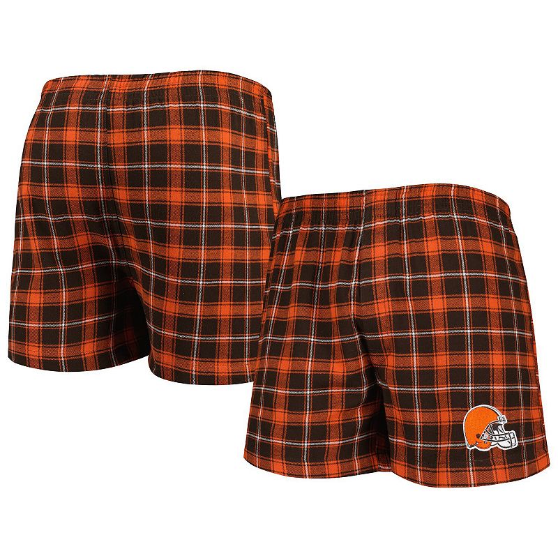 Mens Concepts Sport Brown/Orange Cleveland Browns Ledger Flannel Boxers, S