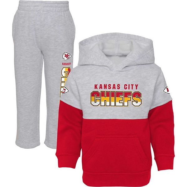 Kansas City Chiefs Toddler Play by Play Pullover Hoodie & Pants Set -  Red/Heather Gray