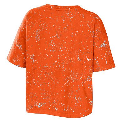 Women's WEAR by Erin Andrews Orange Syracuse Orange Bleach Wash Splatter Notch Neck T-Shirt
