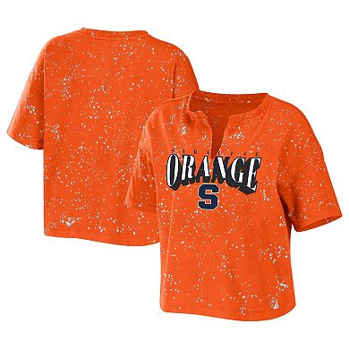 Women's WEAR by Erin Andrews Orange Syracuse Orange Bleach Wash Splatter Notch Neck T-Shirt