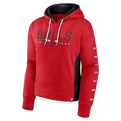 Women's Fanatics Branded Red Chicago Bulls Iconic Halftime Colorblock Pullover Hoodie
