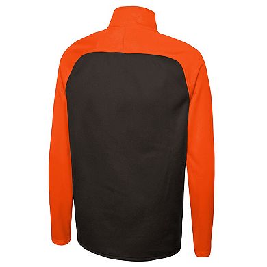 Men's New Era Brown Cleveland Browns Combine Authentic O-Line Raglan Half-Zip Jacket