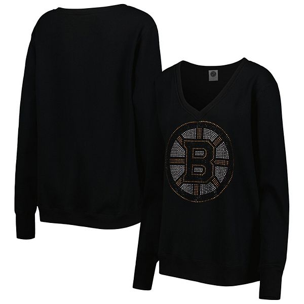 Boston Bruins Fanatics Branded Women's Net Gain Fleece V-Neck Pullover  Sweatshirt - Black/Gold