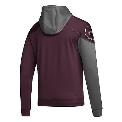 Men's adidas Maroon Mississippi State Bulldogs Block Stadium Pullover Hoodie