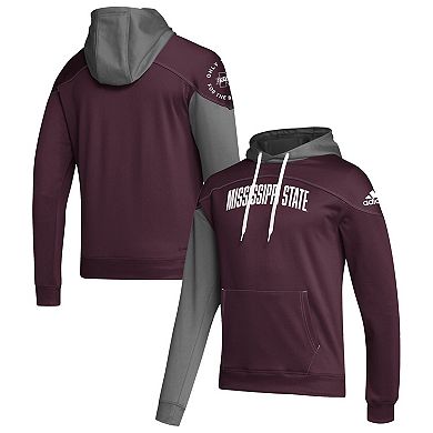 Men's adidas Maroon Mississippi State Bulldogs Block Stadium Pullover Hoodie