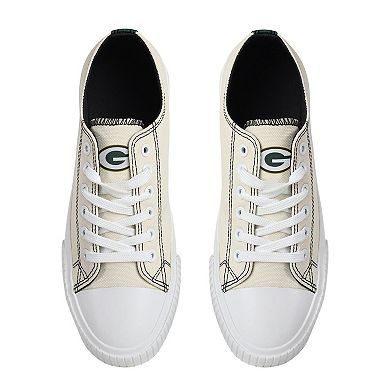 Women's FOCO Cream Green Bay Packers Low Top Canvas Shoes